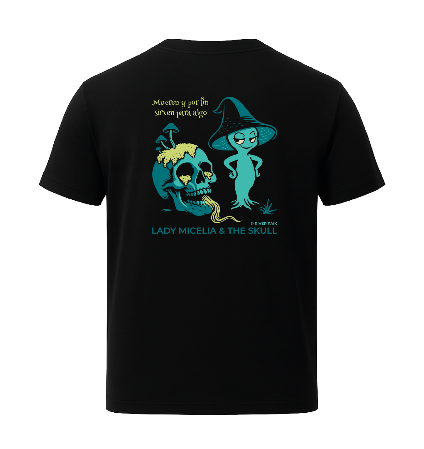 Camiseta unisex Lady Micelia & The Skull - Negra