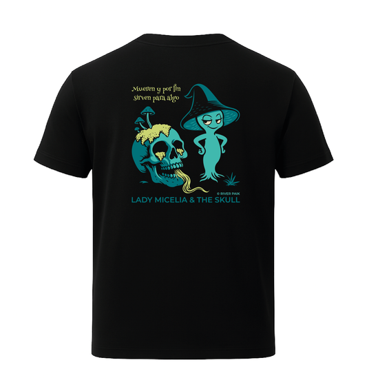 Camiseta unisex Lady Micelia & The Skull - Negra